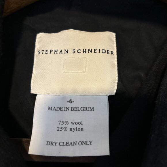 $850 Stephan Schneider Black Wool Hooded Coat/ Jacket - Large- XL - Picture 10 of 12